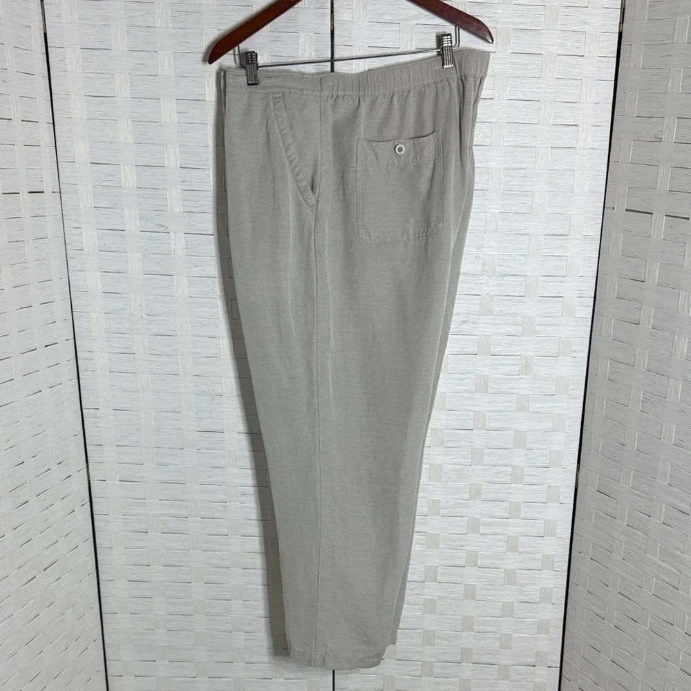 Cubavera Tan Linen Viscose Casual‎ Resortwear Drawstring Waist Pants Size XXL